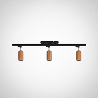 Track Ceiling Light Wood and Metal, GU10 Base, Hardwired