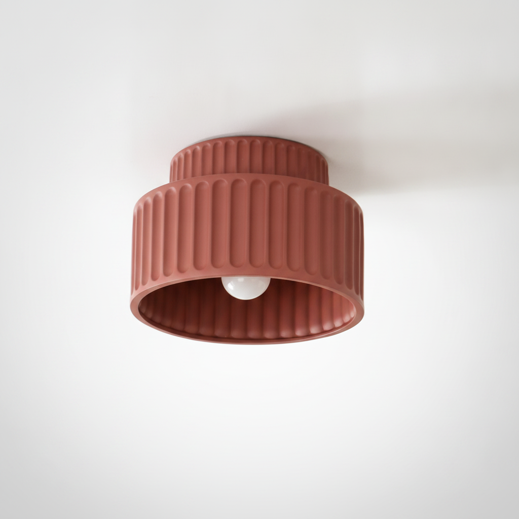 Flush Mount Ceiling Light Pleated Acrylic Resin Metal