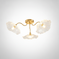 Ceiling Light Organic Gold Metal Leaf Shaped Frosted Glass, E26 Base