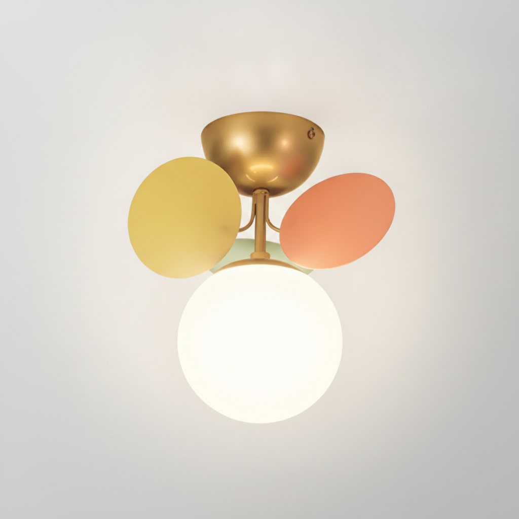 Round Macaron Ceiling Light Metal Body Acrylic Leaf Discs, G9 Base