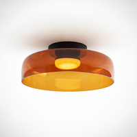 Metal and Glass Flush Mount Ceiling Fixture, Integrated LED