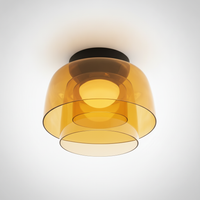 Metal and Glass Flush Mount Ceiling Fixture, Integrated LED