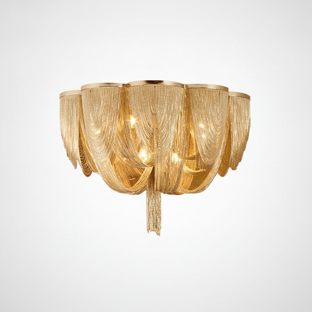 Semi Flush Ceiling Light Chain Tassel Metal Aluminum E14
