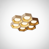 Flush Mount Ceiling Light Yellow Travertine Stone with Frame