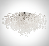 Semi Flush Ceiling Light Contemporary Aluminum Branch Frosted Glass