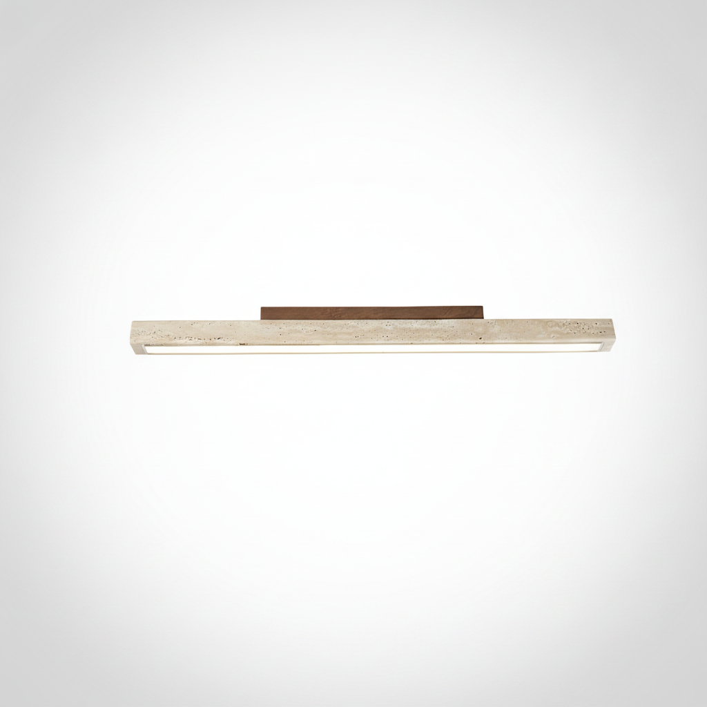 Modern Organic Travertine Column Flush Mount Ceiling Light