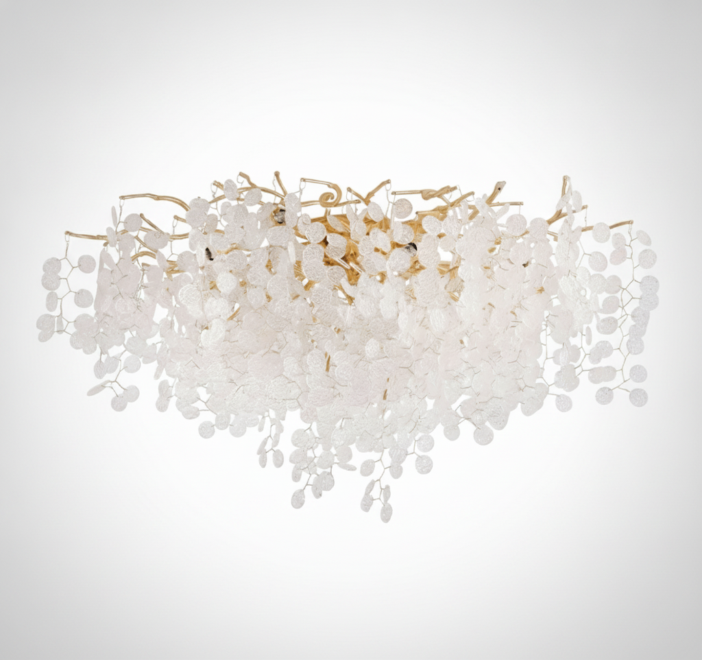 Semi Flush Ceiling Light Contemporary Aluminum Branch Frosted Glass