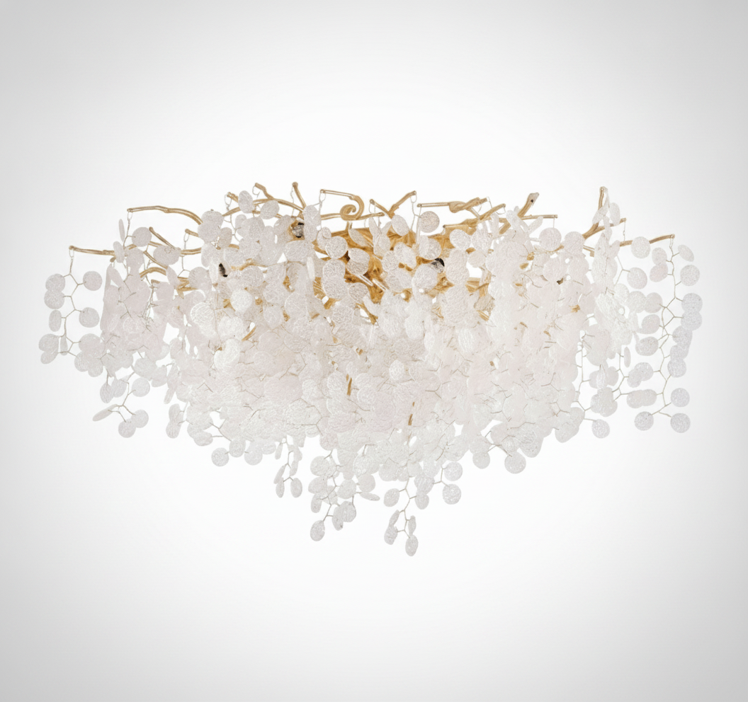 Semi Flush Ceiling Light Contemporary Aluminum Branch Frosted Glass