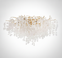 Semi Flush Ceiling Light Contemporary Aluminum Branch Frosted Glass