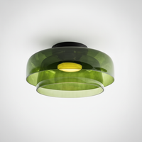 Metal and Glass Flush Mount Ceiling Fixture, Integrated LED