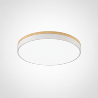 Flush Mount Ceiling Light Round Wooden Acrylic, Integrated LED