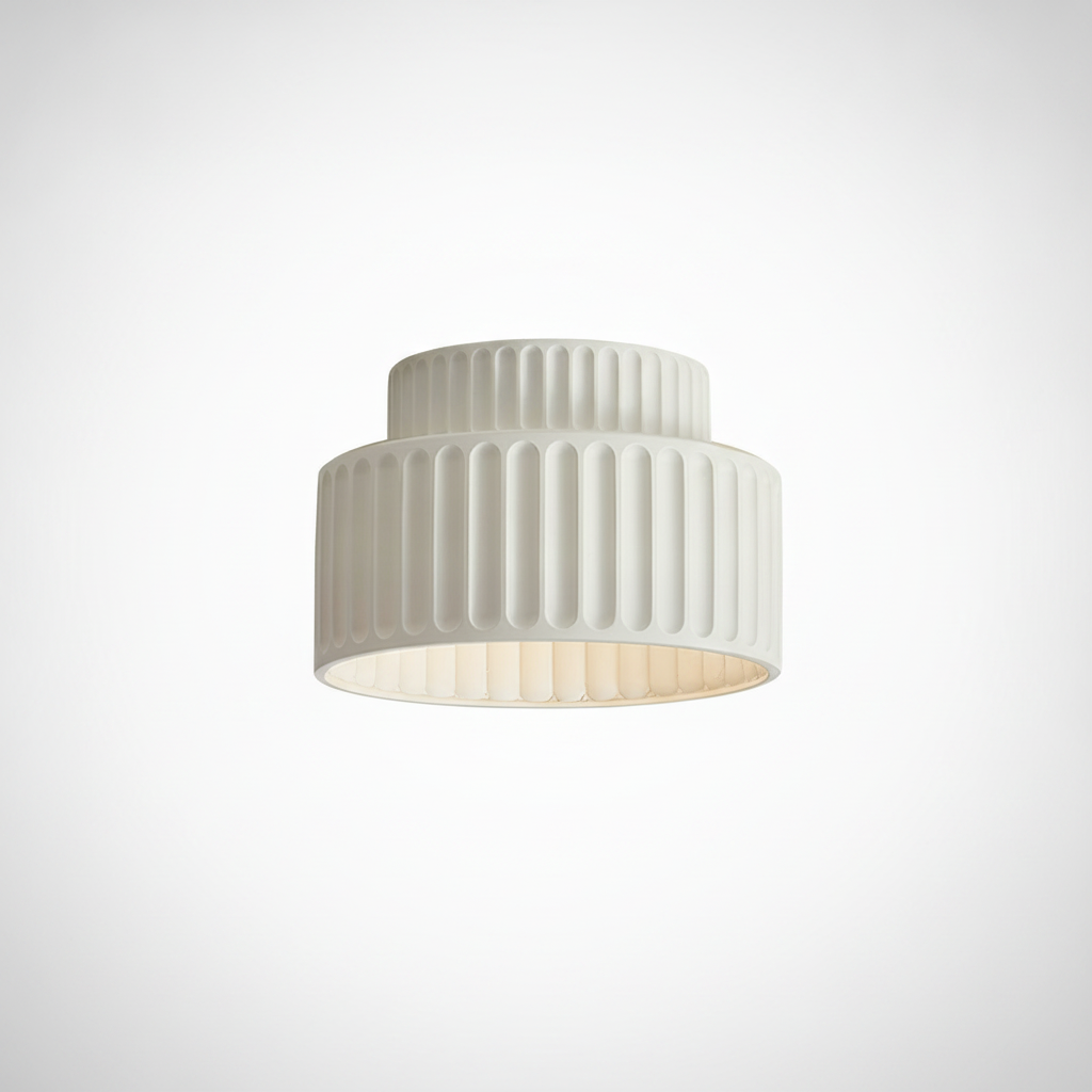 Flush Mount Ceiling Light Pleated Acrylic Resin Metal
