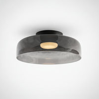 Metal and Glass Flush Mount Ceiling Fixture, Integrated LED