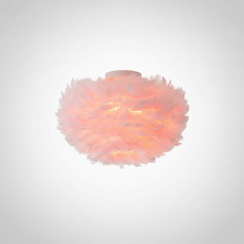 Feathered Ceiling Lamp, Metal, E26 Base