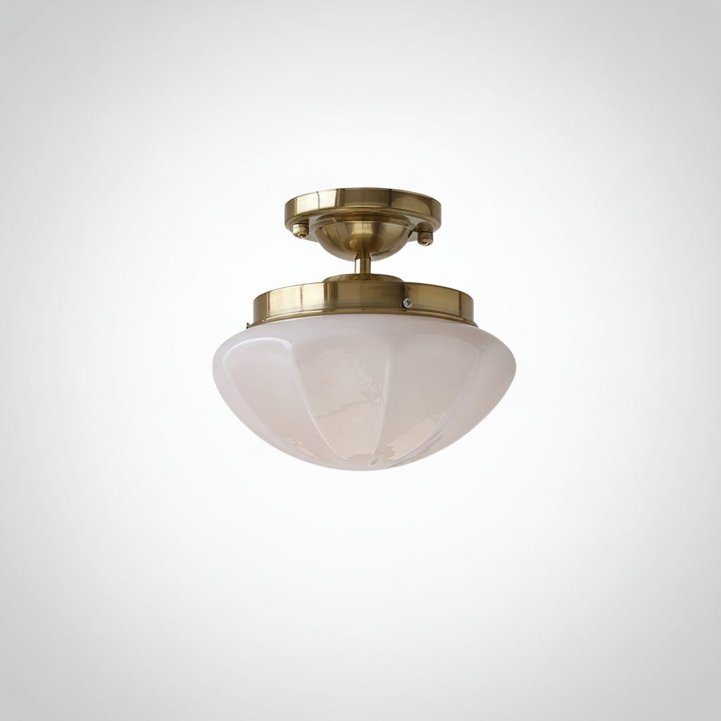 Mini Ceiling Pendant Light Art Deco Metal Glass, E26 Base, Hardwired