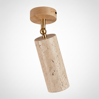 Solis Stone Spotlight, Brass, Wood, Integrated LED