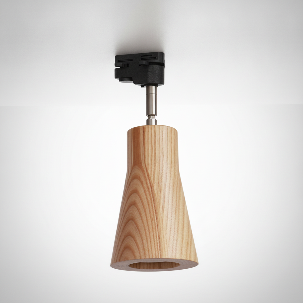 Track Ceiling Light Wood and Metal, GU10 Base, Hardwired