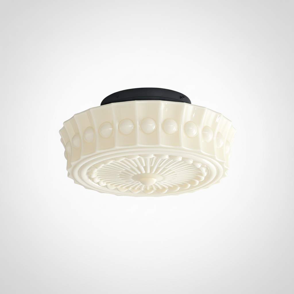 Ceiling Light Metal And Glass, E26 Base, Hardwired