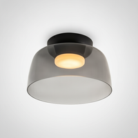 Metal and Glass Flush Mount Ceiling Fixture, Integrated LED