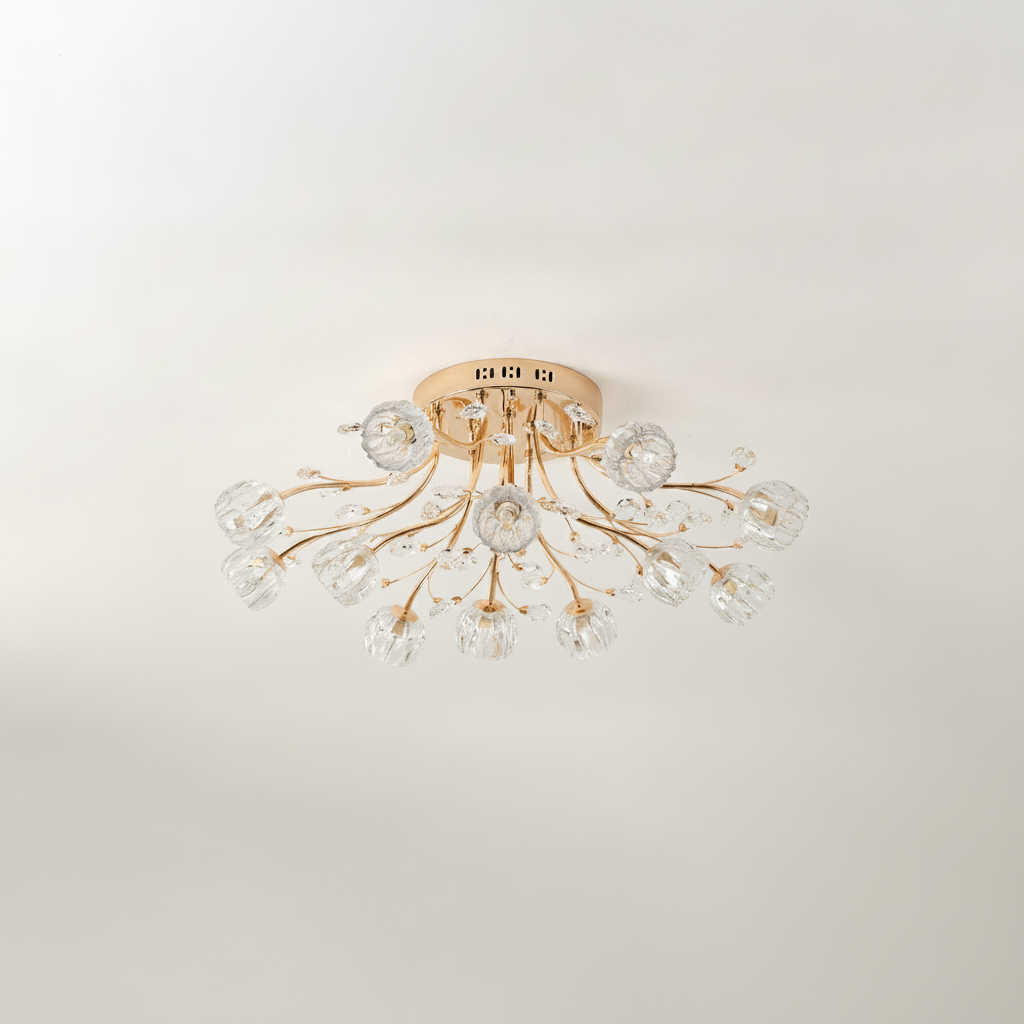 Crystal Flower Flush Mount Ceiling Light