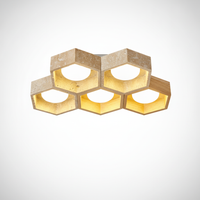 Flush Mount Ceiling Light Yellow Travertine Stone with Frame