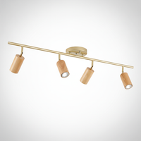 Ceiling Light Japandi Minimalist Wood Brass Acrylic Shade, E26 Base