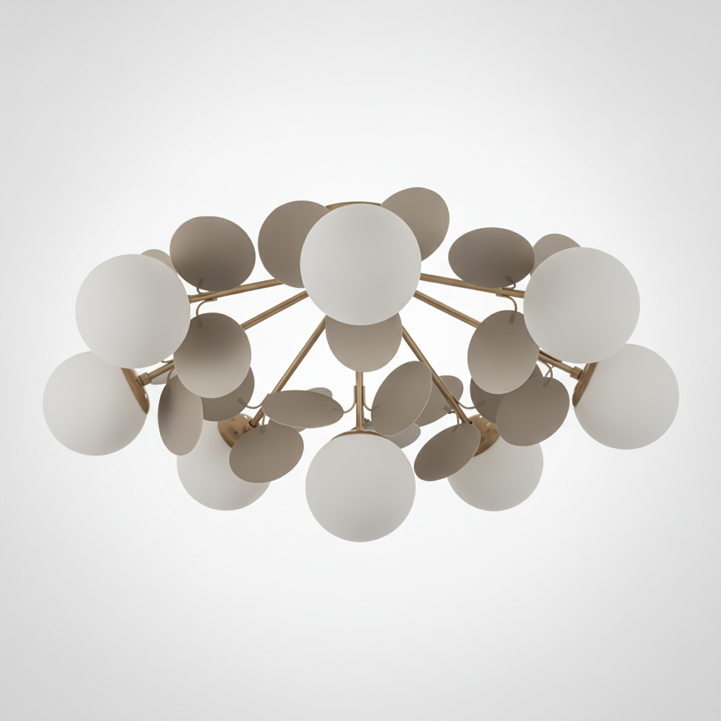 Round Macaron Ceiling Light Metal Body Acrylic Leaf Discs, G9 Base