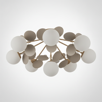 Round Macaron Ceiling Light Metal Body Acrylic Leaf Discs, G9 Base