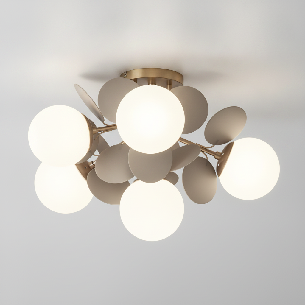 Round Macaron Ceiling Light Metal Body Acrylic Leaf Discs, G9 Base