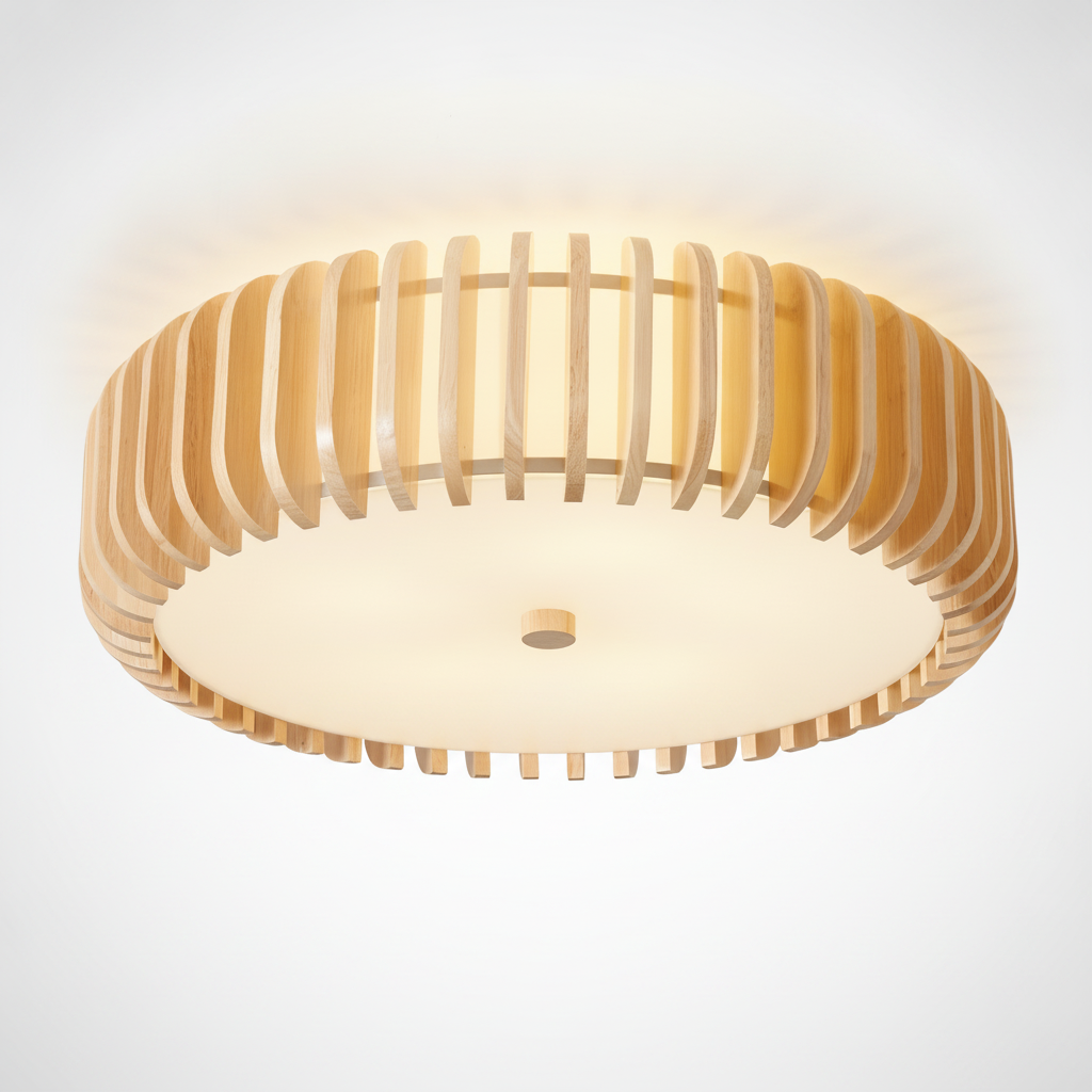 Flush Mount Ceiling Fixture Scandinavian Wood Round