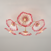 Ceiling Light Organic Gold Metal Leaf Shaped Frosted Glass, E26 Base