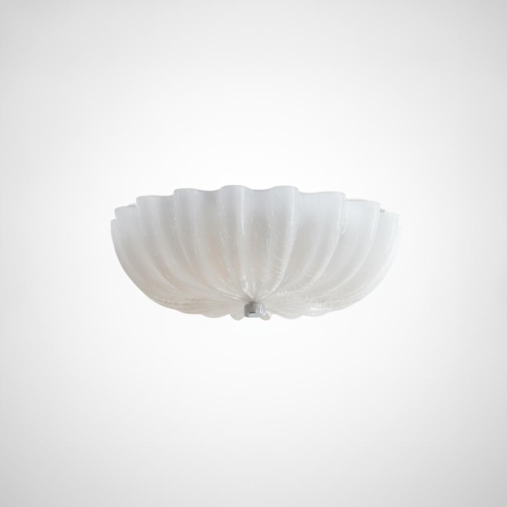 Flush Mount Ceiling Fixture Blown Glass Integrated LED, Bedroom