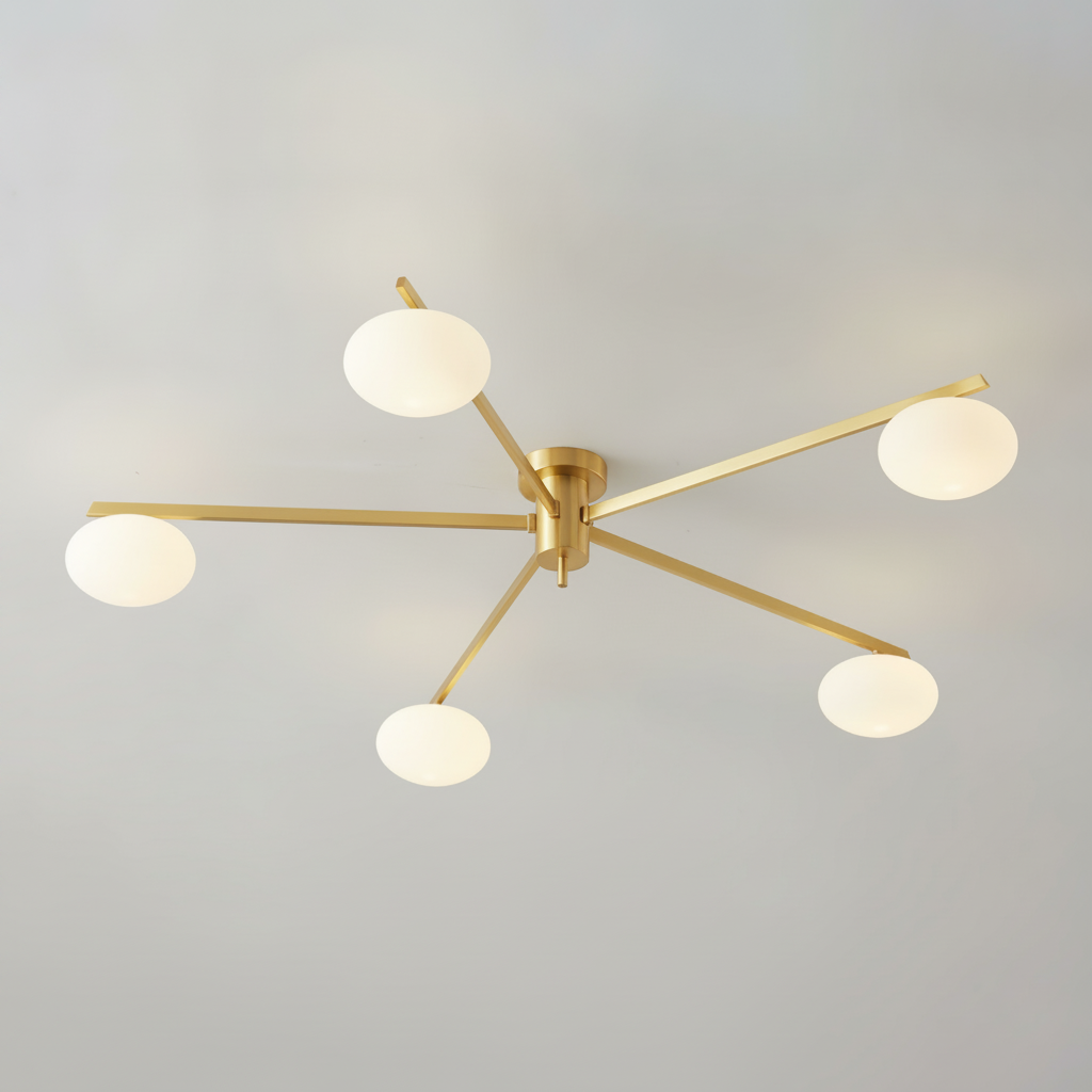 Ceiling Light Metal White Glass Oval Shades, G9 Base