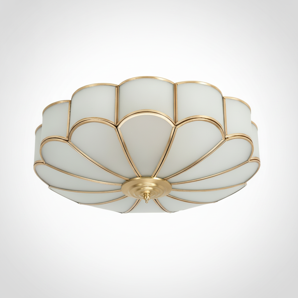 Semi Flush Ceiling Light Flower Shape Frosted Glass, E26 Base