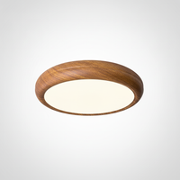 Scandinavian Flush Mount Ceiling Lamp Wood Grain Round Integrated LED