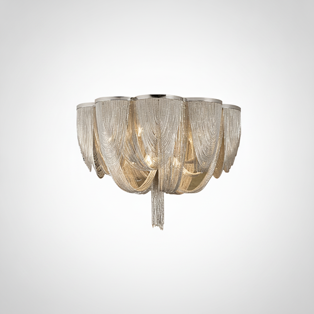 Semi Flush Ceiling Light Chain Tassel Metal Aluminum E14
