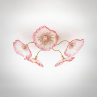 Ceiling Light Organic Gold Metal Leaf Shaped Frosted Glass, E26 Base