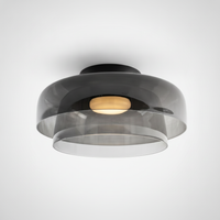 Metal and Glass Flush Mount Ceiling Fixture, Integrated LED