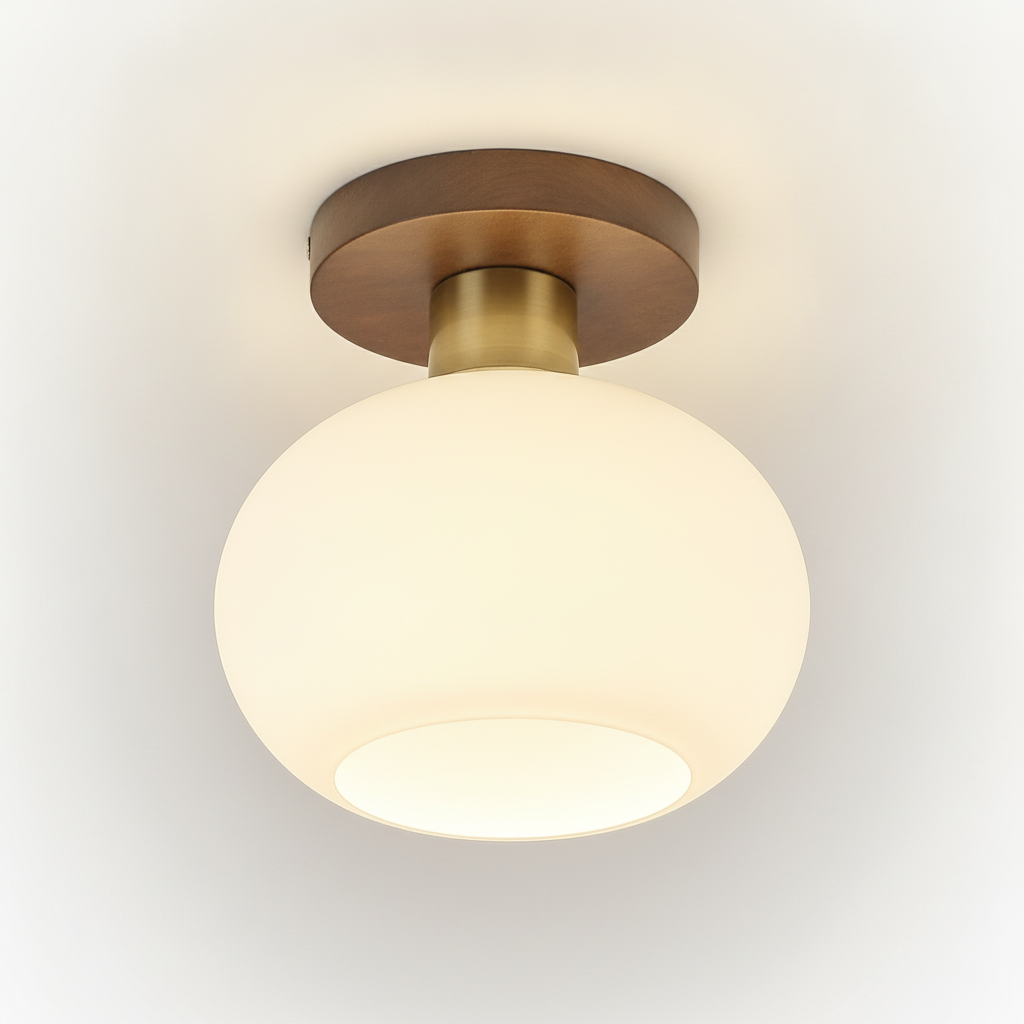 White Shell Ceiling Lamp, Copper, Glass, E26 Base