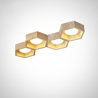 Flush Mount Ceiling Light Yellow Travertine Stone with Frame