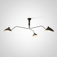 Multi-Arm Spider Ceiling Light Designer Metal Brass Hardware