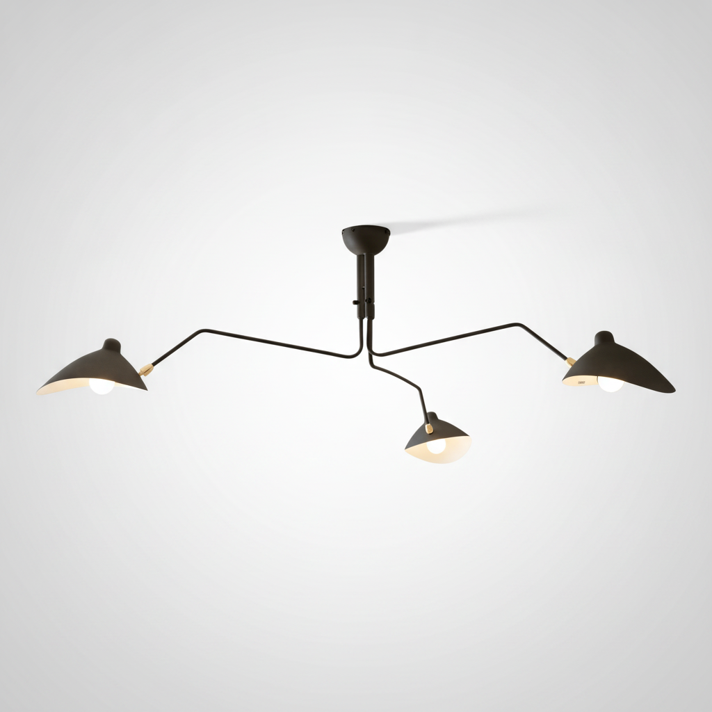 Multi-Arm Spider Ceiling Light Designer Metal Brass Hardware