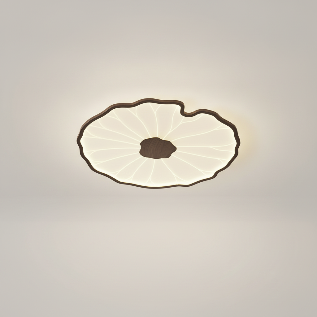 Plafonnier Feuille de Lotus en Bois