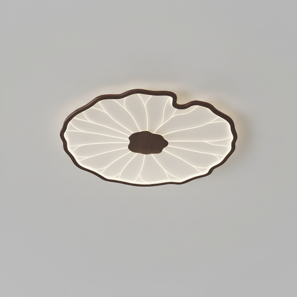 Plafonnier Feuille de Lotus en Bois
