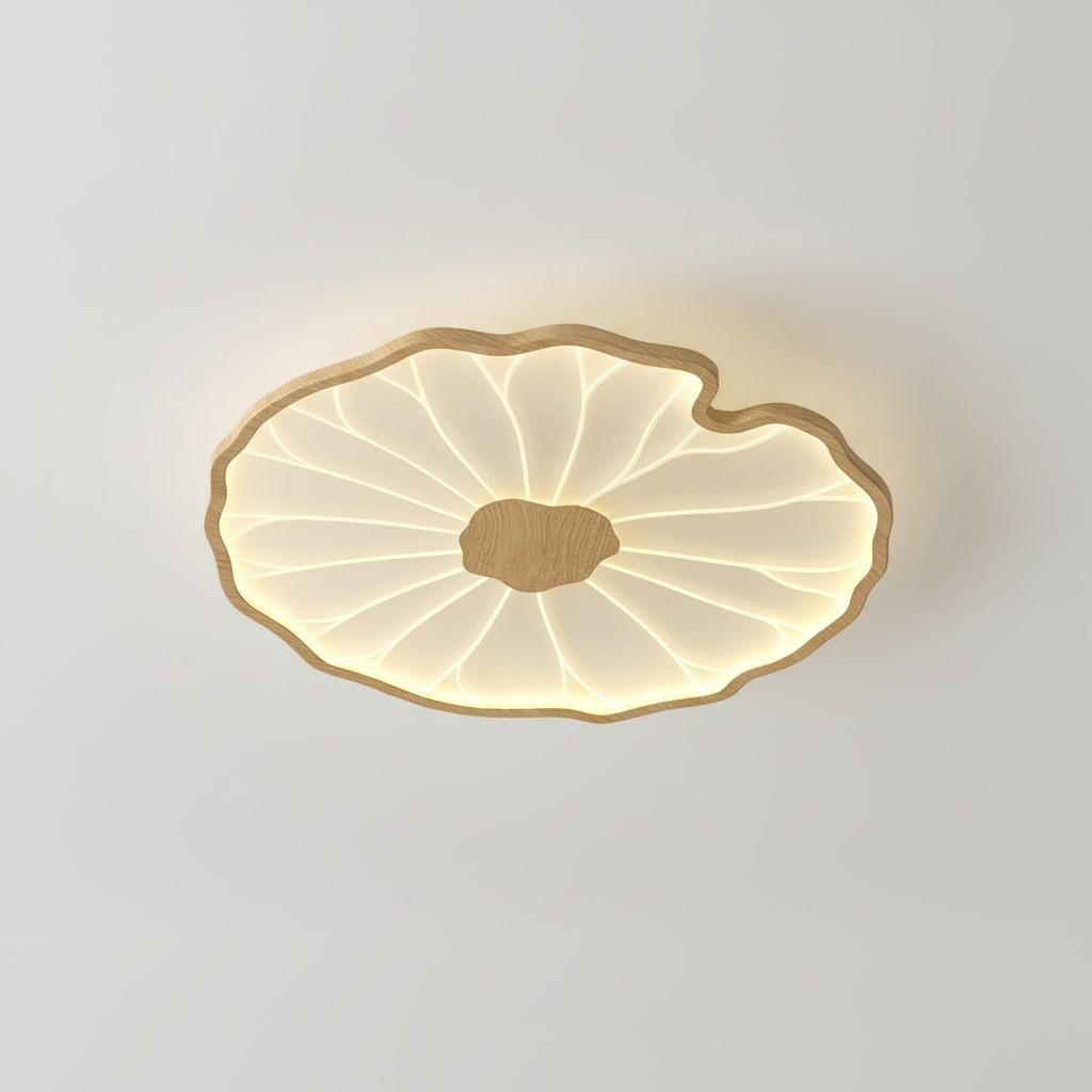Plafonnier Feuille de Lotus en Bois