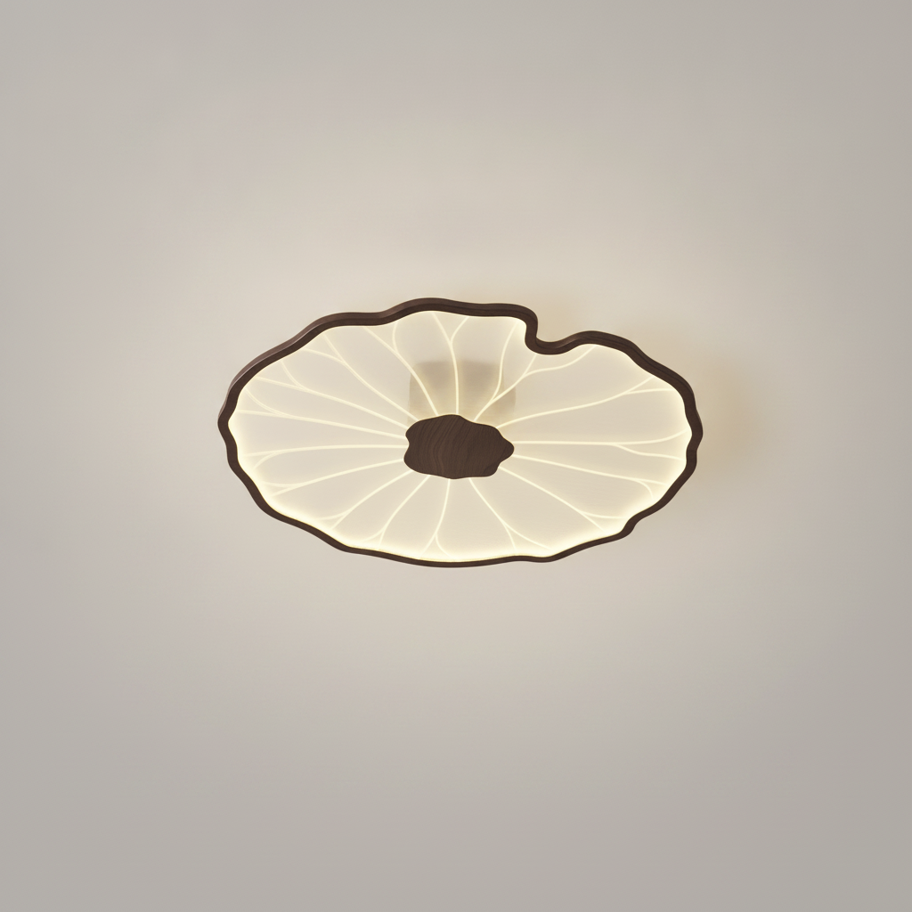 Plafonnier Feuille de Lotus en Bois