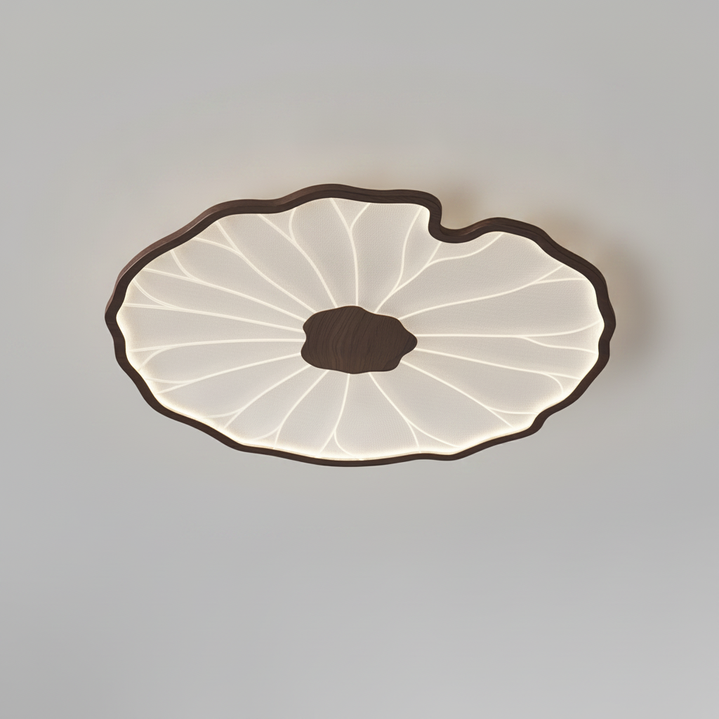 Plafonnier Feuille de Lotus en Bois
