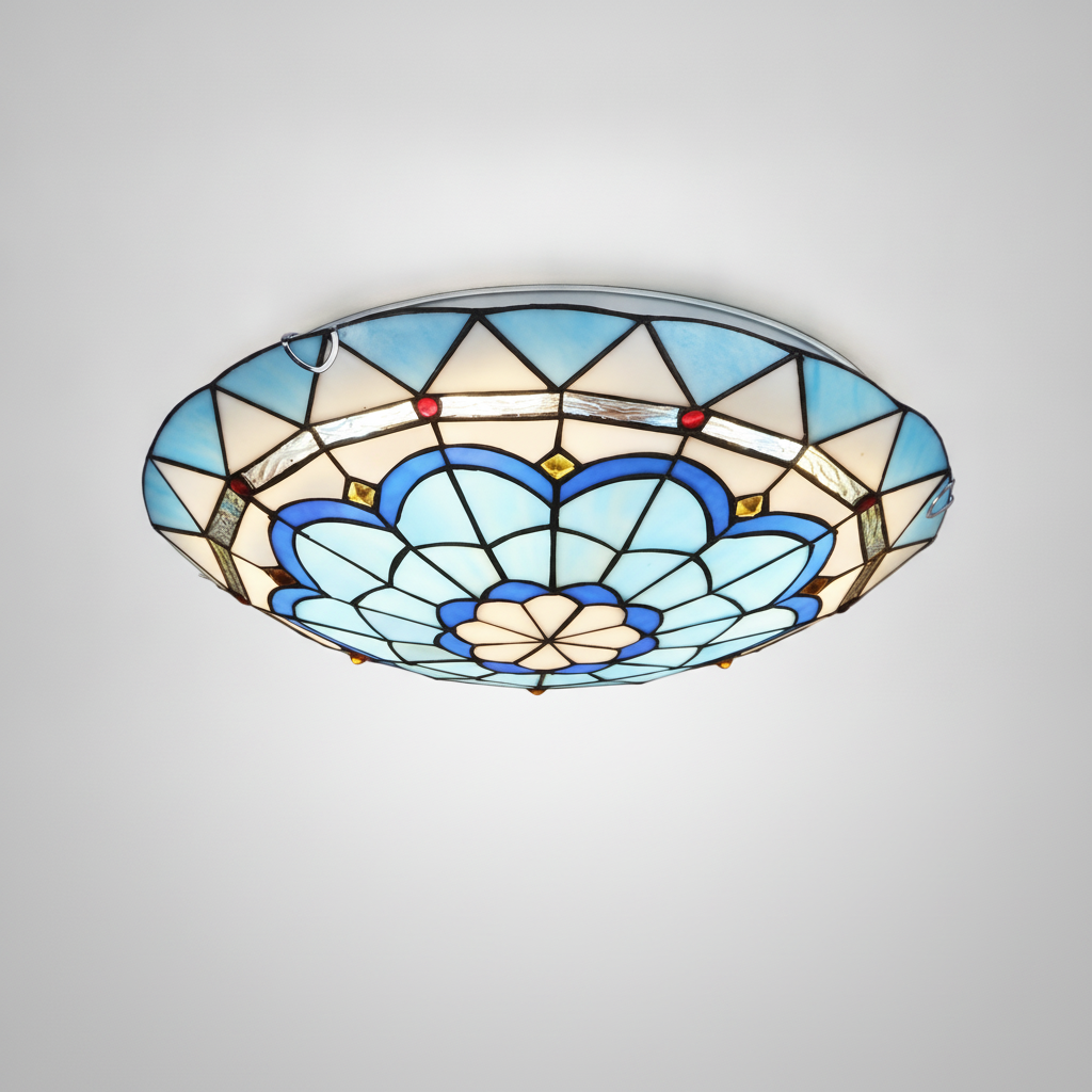 Plafonnier Hémicycle en Verre Style Tiffany