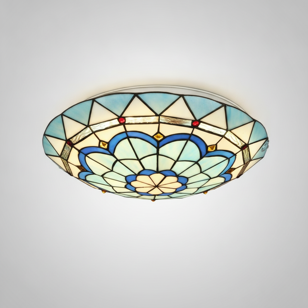 Plafonnier Hémicycle en Verre Style Tiffany