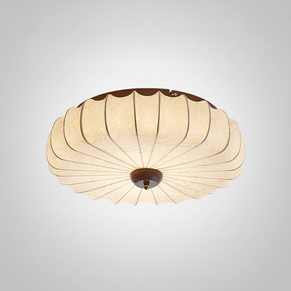 Plafonnier en Tissu Plissé Forme Lotus